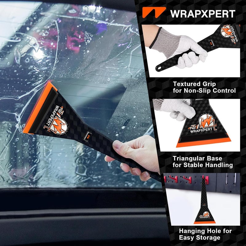 WRAPXPERT Window Tint Squeegee Car Front Window Tint Tools 11.8-inch Long Handle Rubber Scraper for Windshield/Rear Glass Deep Corner Reach Vehicle Tinting Kit - Image 3